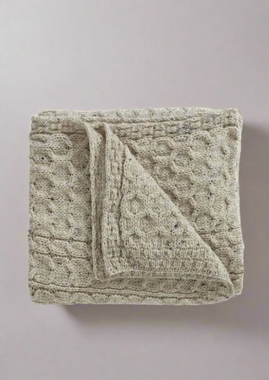 Aran Pure Wool Throw | Oatmeal
