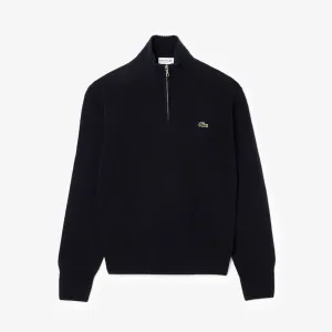 High Zip Neck Monochrome Carded Wool Sweater - AH3052