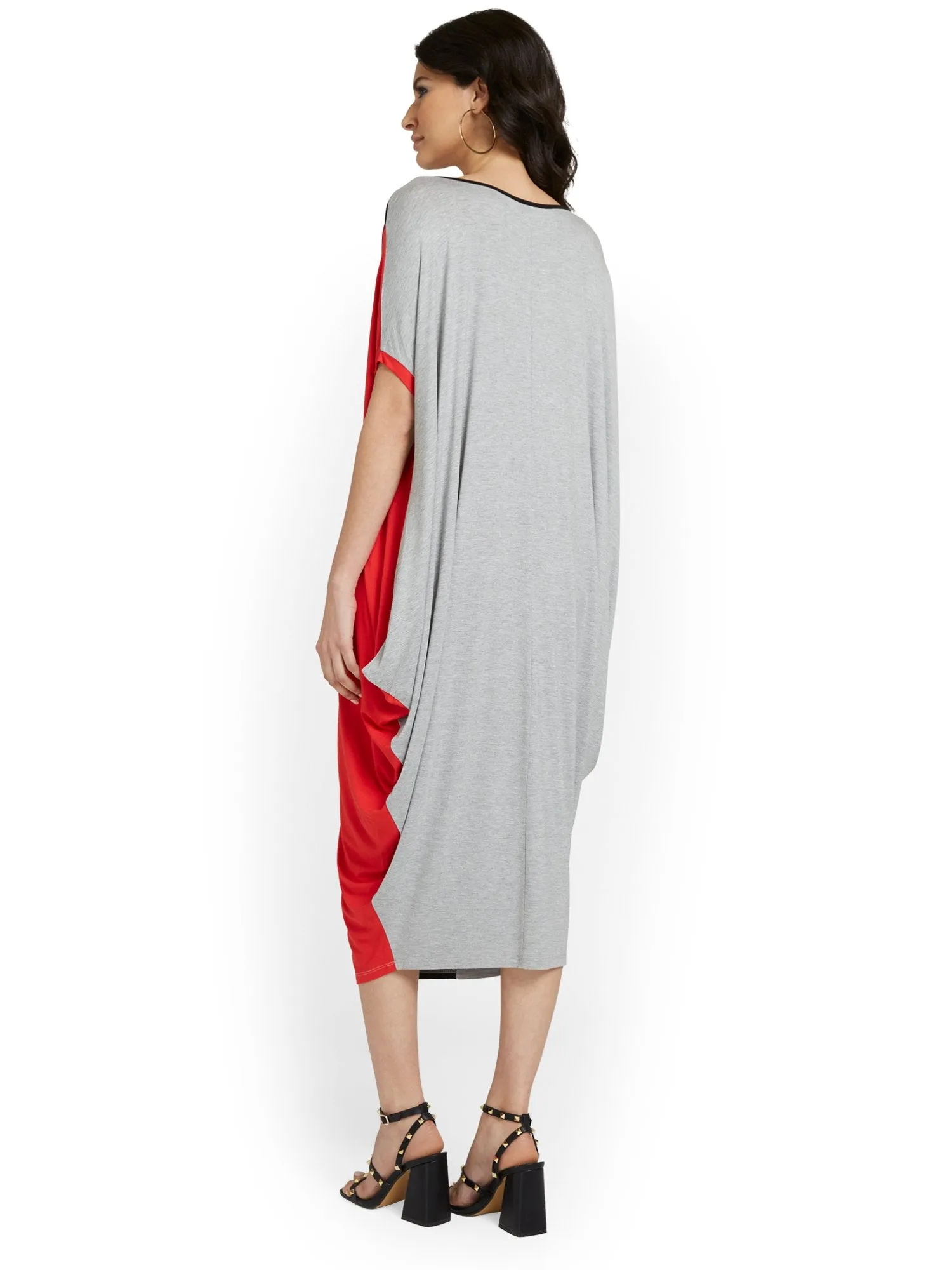 Knit Colorblock Caftan Maxi Dress