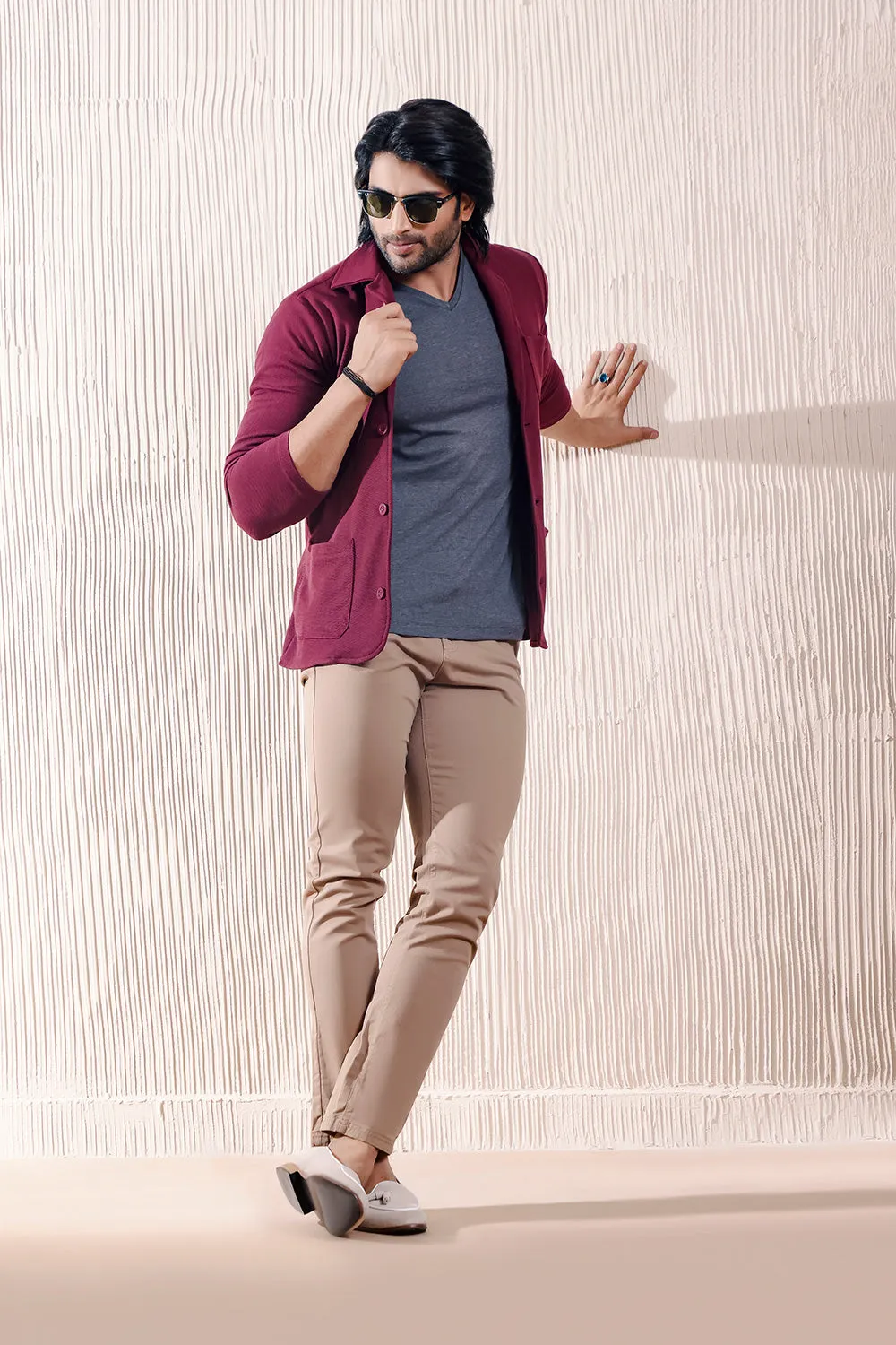 Maroon Blazer Style Cardigan