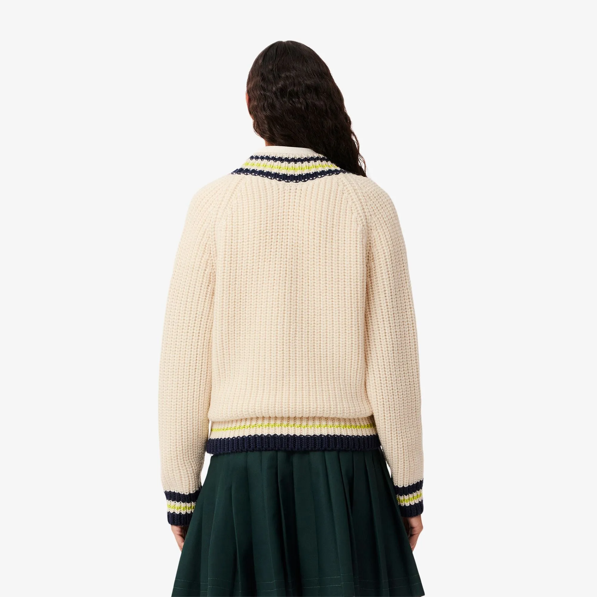 Oversized Wool V Neck Tennis Sweater - AF2563